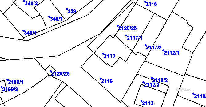 Parcela st. 2118 v KÚ Miroslav, Katastrální mapa