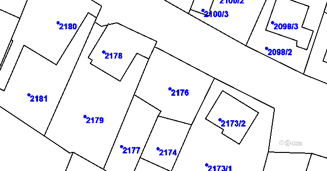Parcela st. 2176 v KÚ Miroslav, Katastrální mapa