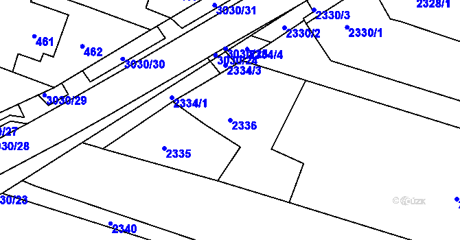 Parcela st. 2336 v KÚ Miroslav, Katastrální mapa