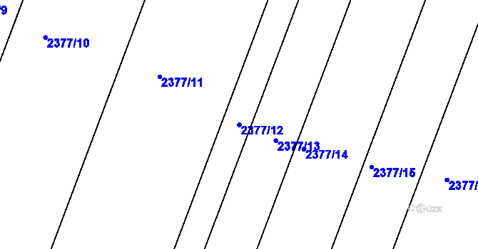 Parcela st. 2377/12 v KÚ Miroslav, Katastrální mapa