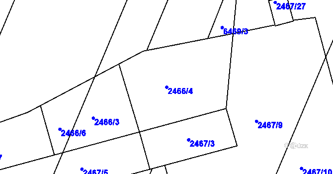 Parcela st. 2466/4 v KÚ Miroslav, Katastrální mapa