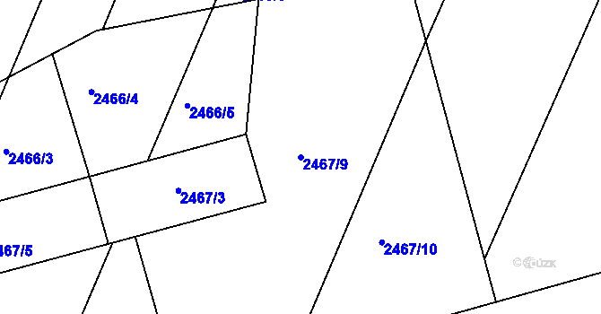 Parcela st. 2467/9 v KÚ Miroslav, Katastrální mapa