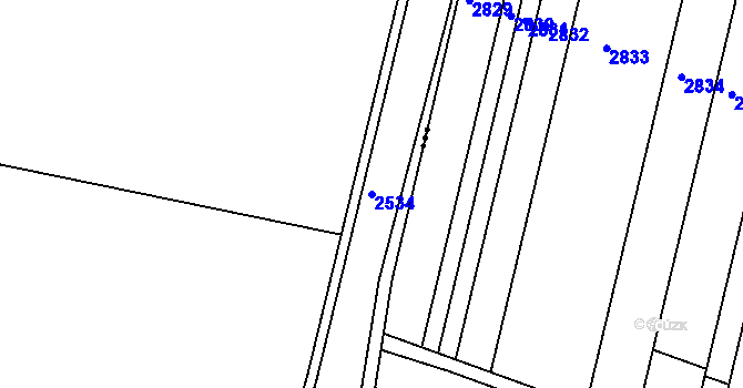 Parcela st. 2534 v KÚ Miroslav, Katastrální mapa