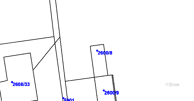 Parcela st. 2600/8 v KÚ Miroslav, Katastrální mapa