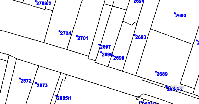 Parcela st. 2696 v KÚ Miroslav, Katastrální mapa