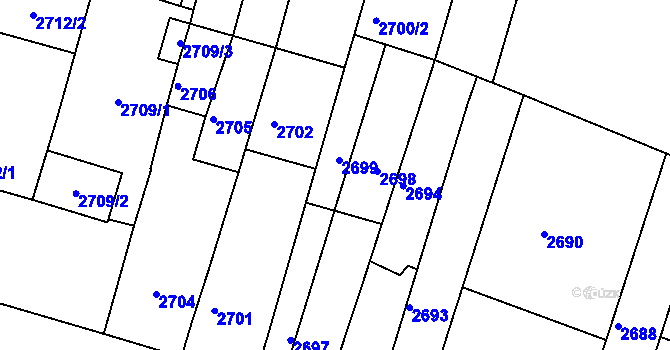 Parcela st. 2699 v KÚ Miroslav, Katastrální mapa