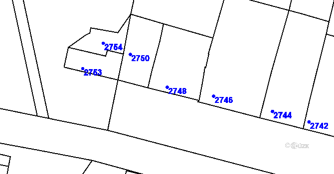 Parcela st. 2748 v KÚ Miroslav, Katastrální mapa