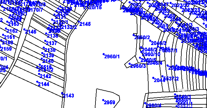 Parcela st. 2960/1 v KÚ Miroslav, Katastrální mapa