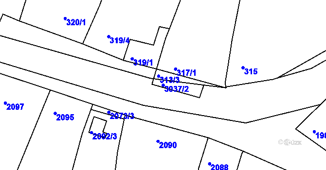 Parcela st. 3037/2 v KÚ Miroslav, Katastrální mapa