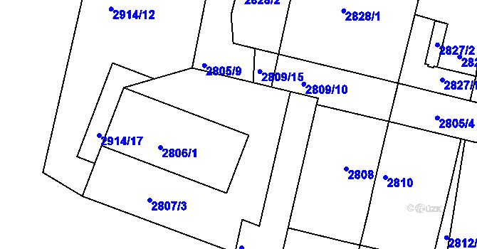 Parcela st. 2807/3 v KÚ Miroslav, Katastrální mapa