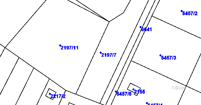 Parcela st. 2197/7 v KÚ Miroslav, Katastrální mapa