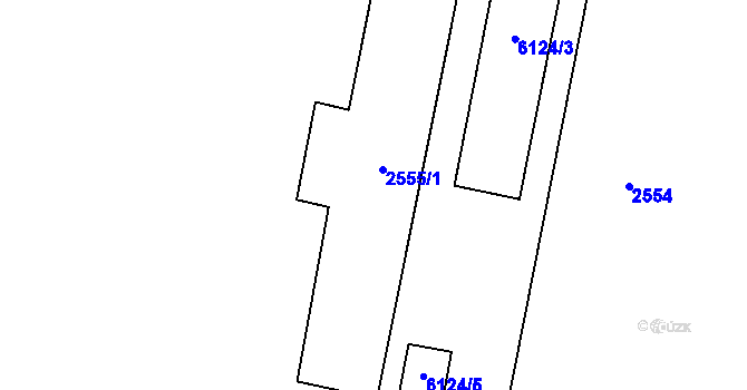 Parcela st. 2555/1 v KÚ Miroslav, Katastrální mapa