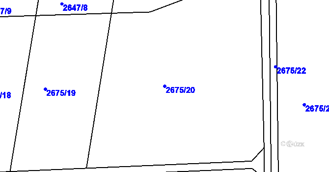 Parcela st. 2675/20 v KÚ Miroslav, Katastrální mapa