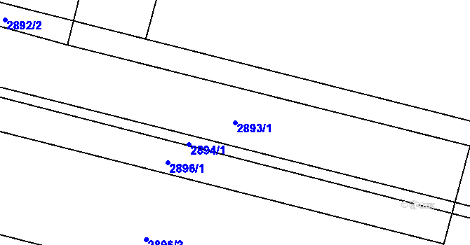 Parcela st. 2893/1 v KÚ Miroslav, Katastrální mapa