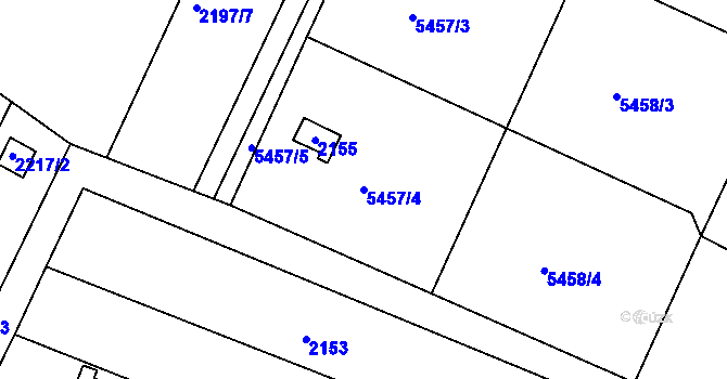 Parcela st. 5457/4 v KÚ Miroslav, Katastrální mapa