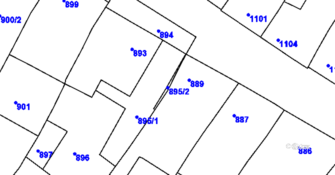 Parcela st. 895/2 v KÚ Miroslav, Katastrální mapa