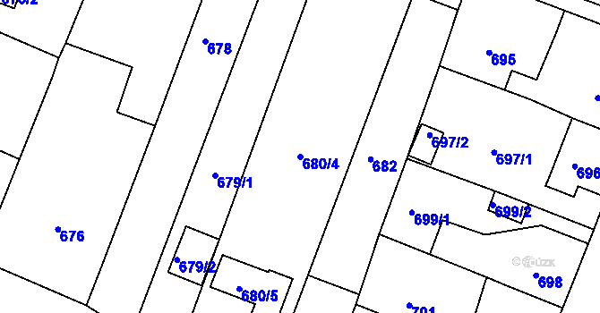 Parcela st. 680/4 v KÚ Miroslav, Katastrální mapa