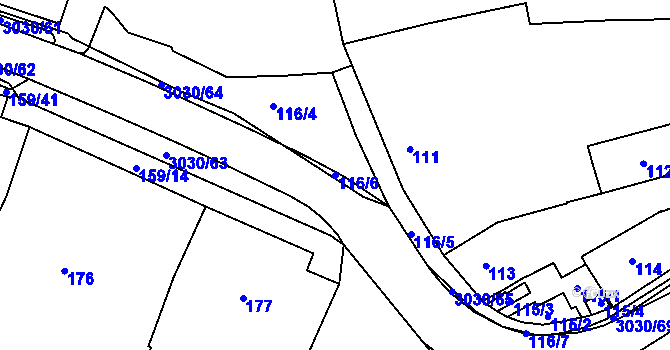 Parcela st. 116/6 v KÚ Miroslav, Katastrální mapa