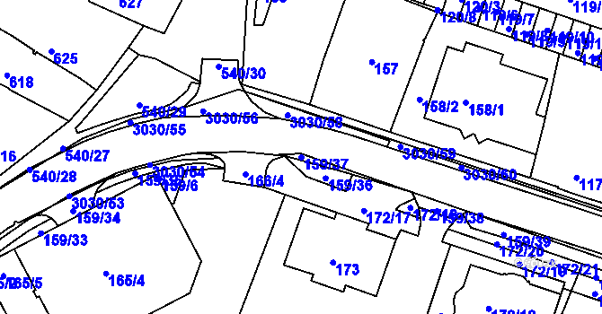 Parcela st. 159/37 v KÚ Miroslav, Katastrální mapa