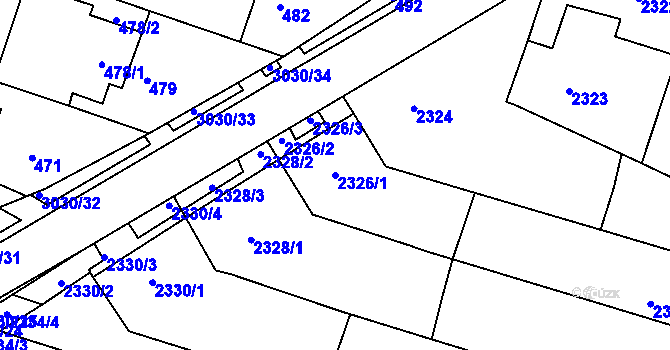 Parcela st. 2326/1 v KÚ Miroslav, Katastrální mapa