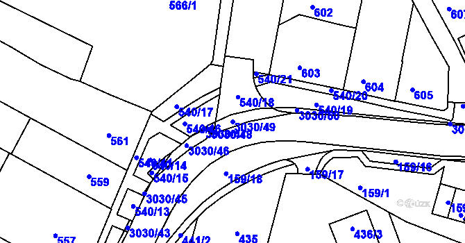 Parcela st. 3030/49 v KÚ Miroslav, Katastrální mapa