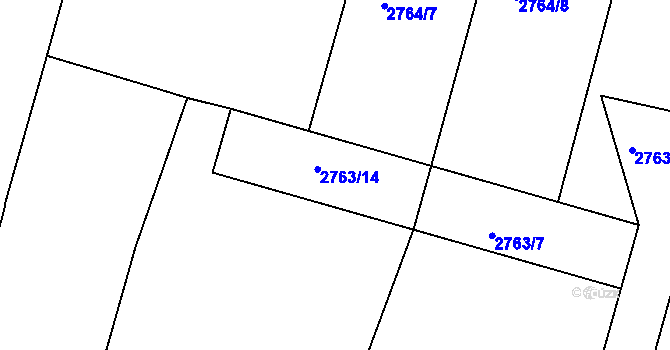 Parcela st. 2763/14 v KÚ Miroslav, Katastrální mapa