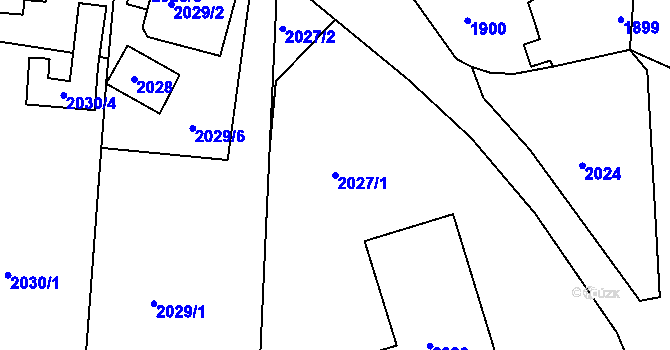 Parcela st. 2027/1 v KÚ Miroslav, Katastrální mapa