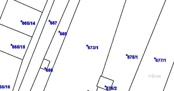 Parcela st. 673/1 v KÚ Miroslav, Katastrální mapa