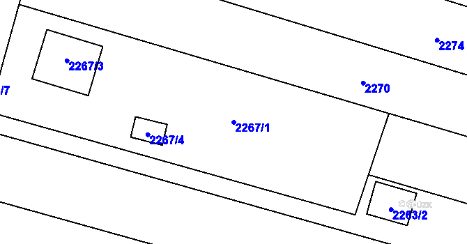 Parcela st. 2267/1 v KÚ Miroslav, Katastrální mapa