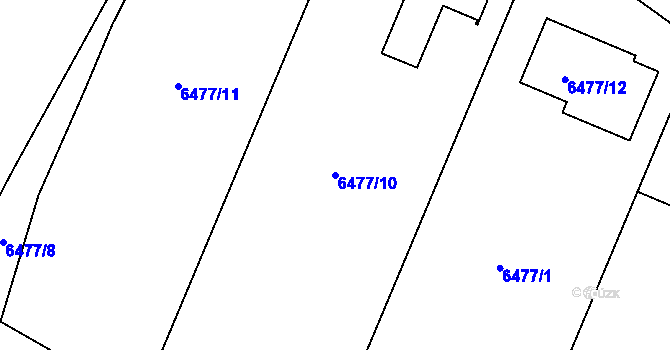 Parcela st. 6477/10 v KÚ Miroslav, Katastrální mapa