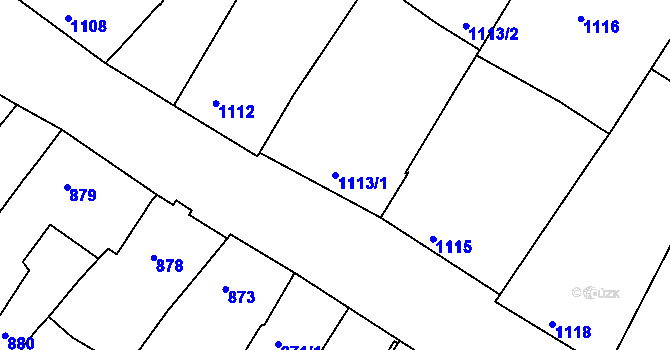 Parcela st. 1113/1 v KÚ Miroslav, Katastrální mapa