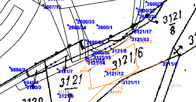 Parcela st. 2600/25 v KÚ Miroslav, Katastrální mapa