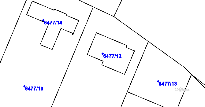 Parcela st. 6477/12 v KÚ Miroslav, Katastrální mapa