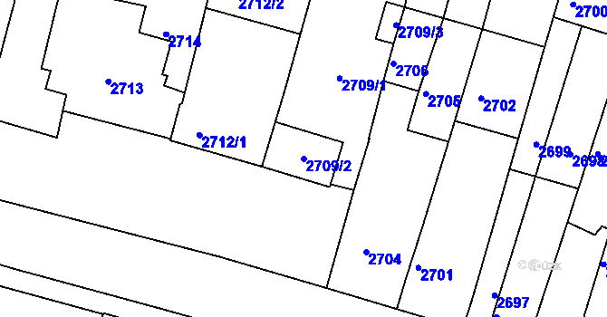 Parcela st. 2709/2 v KÚ Miroslav, Katastrální mapa