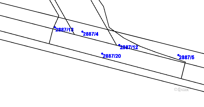 Parcela st. 2887/20 v KÚ Miroslav, Katastrální mapa