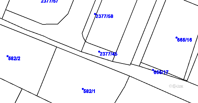 Parcela st. 2377/45 v KÚ Miroslav, Katastrální mapa