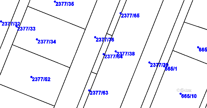 Parcela st. 2377/64 v KÚ Miroslav, Katastrální mapa
