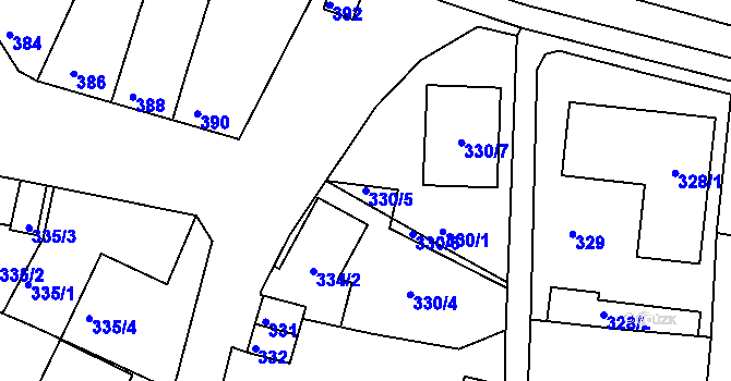 Parcela st. 330/5 v KÚ Miroslav, Katastrální mapa