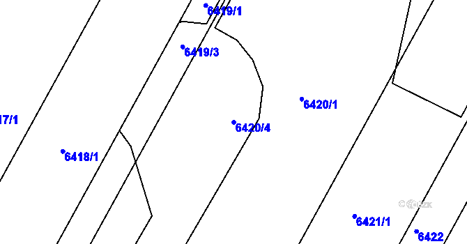 Parcela st. 6420/4 v KÚ Miroslav, Katastrální mapa