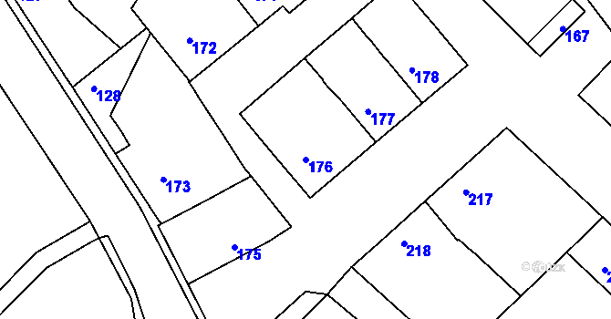 Parcela st. 176 v KÚ Miroslavské Knínice, Katastrální mapa