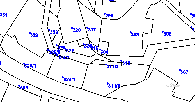 Parcela st. 314 v KÚ Miroslavské Knínice, Katastrální mapa