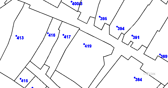 Parcela st. 419 v KÚ Miroslavské Knínice, Katastrální mapa