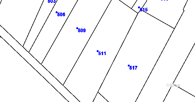 Parcela st. 511 v KÚ Miroslavské Knínice, Katastrální mapa