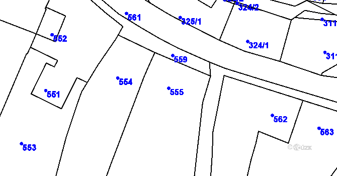 Parcela st. 555 v KÚ Miroslavské Knínice, Katastrální mapa
