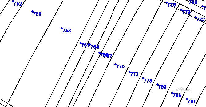 Parcela st. 767 v KÚ Miroslavské Knínice, Katastrální mapa