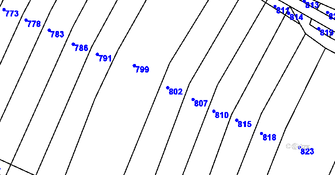 Parcela st. 802 v KÚ Miroslavské Knínice, Katastrální mapa