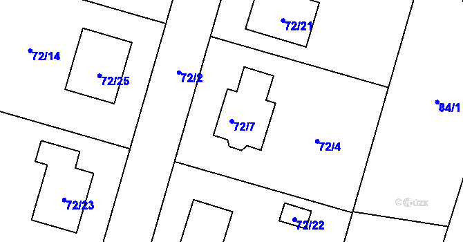 Parcela st. 72/7 v KÚ Miroslavské Knínice, Katastrální mapa