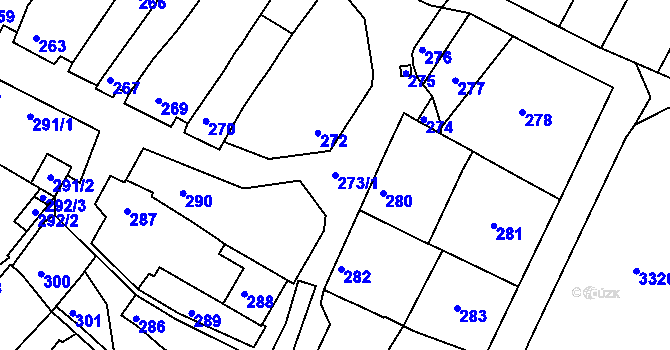 Parcela st. 273/1 v KÚ Miroslavské Knínice, Katastrální mapa