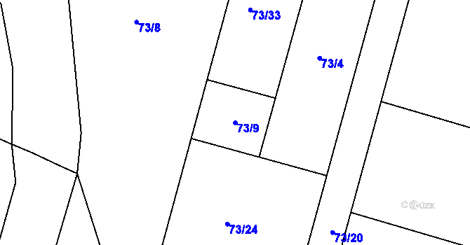 Parcela st. 73/9 v KÚ Miroslavské Knínice, Katastrální mapa