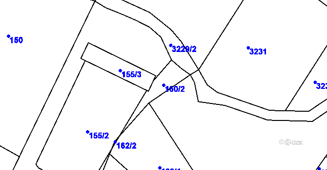 Parcela st. 160/2 v KÚ Miroslavské Knínice, Katastrální mapa